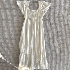 August Sky | Smocked Top Midi Dress, Off White, Size: M